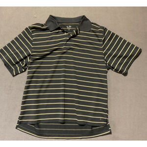 Champion Polo Shirt 2X Black Tan Striped Short Sleeve Collared Golf
